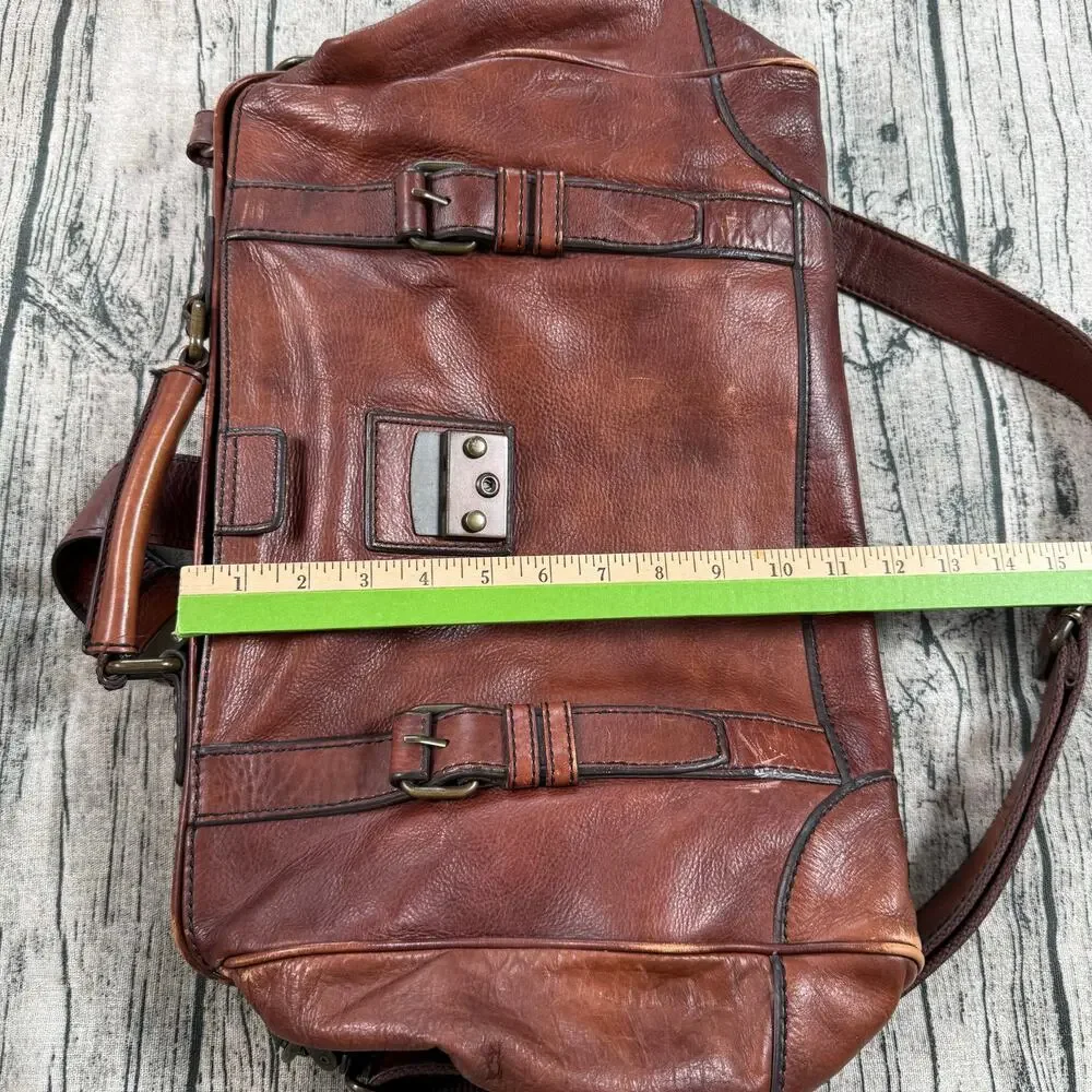 Fossil Cognac Leather Doctor Bag Gladstone Satchel Brown Vintage